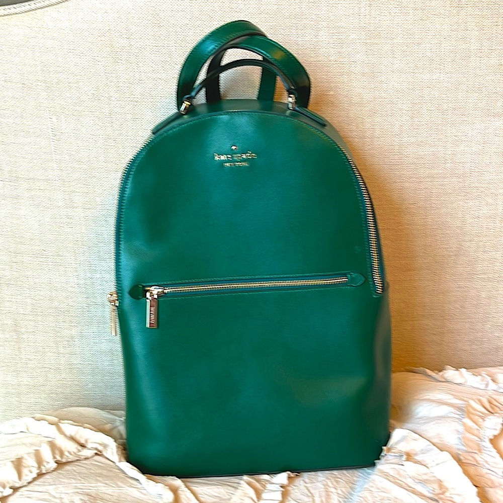 Kate Spade Large Backpack in green leather NWOT